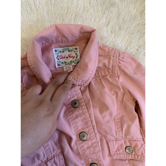 Vintage Old Navy Toddler Girls Jean Denim Jacket Pink Size 12-18 M - Picture 6 of 10